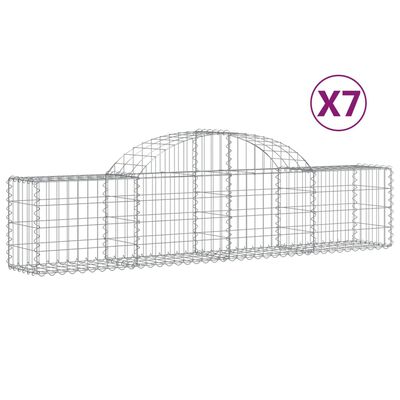 vidaXL Coșuri gabion arcuite 7 buc, 200x30x40/60 cm, fier galvanizat