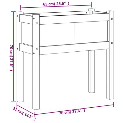 vidaXL Jardinieră grădină cu picioare maro ceruit 70x31x70 cm lemn pin