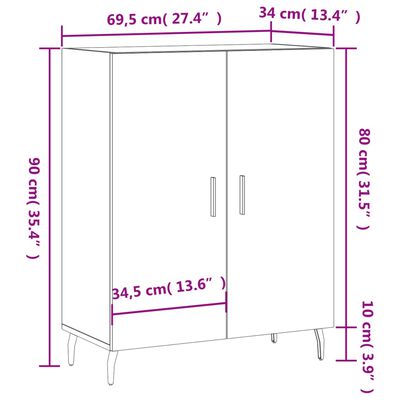 vidaXL Dulap, stejar sonoma, 69,5x34x90 cm, lemn compozit