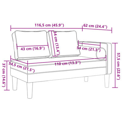 vidaXL Șezlong cu perne, crem, material textil