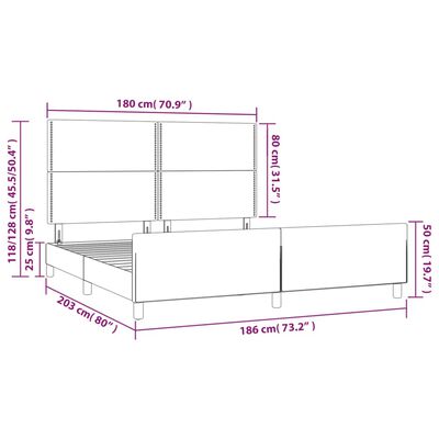 vidaXL Cadru de pat cu tăblie, cappuccino, 180x200 cm, piele ecologică