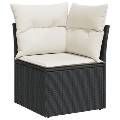 vidaXL Set mobilier de grădină cu perne, 13 piese, negru, poliratan