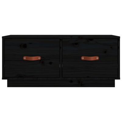 vidaXL Comodă TV, negru, 80x34x35 cm, lemn masiv de pin