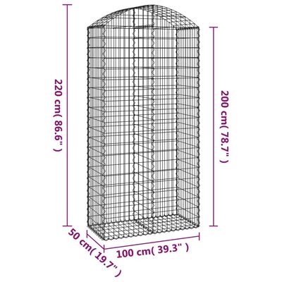 vidaXL Coș gabion arcuit, 100x50x200/220 cm, fier galvanizat