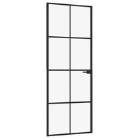 vidaXL Ușă de interior negru 76x201,5 cm sticlă securiz./aluminiu slim