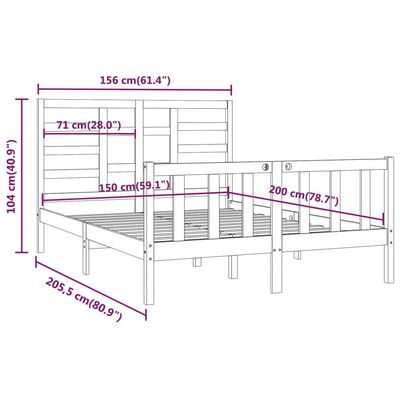 vidaXL Cadru de pat King Size, 150x200 cm, lemn masiv