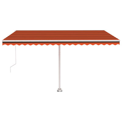 vidaXL Copertină retractabilă manual, portocaliu și maro, 450x350 cm