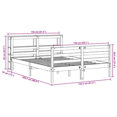 vidaXL Cadru de pat fără saltea, maro ceruit 150x200 cm lemn masiv pin