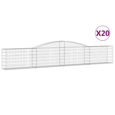 vidaXL Coșuri gabion arcuite 20 buc, 400x30x60/80 cm, fier galvanizat