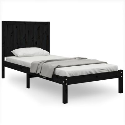 vidaXL Cadru de pat single, negru, 90x190 cm, lemn masiv de pin