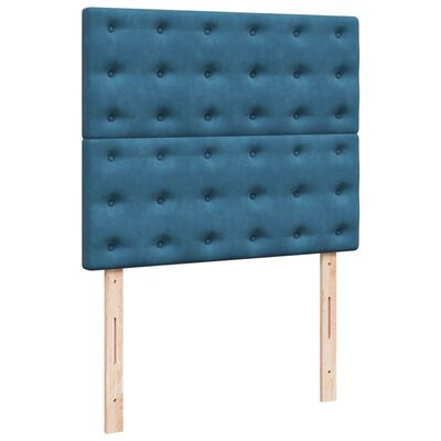 vidaXL Pat box spring cu saltea, albastru închis, 120x190 cm, catifea