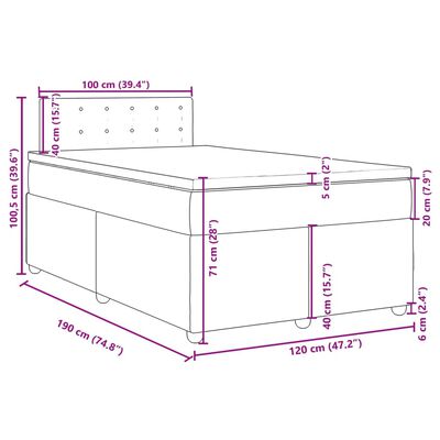 vidaXL Pat box spring cu saltea, gri deschis, 120x190 cm, textil