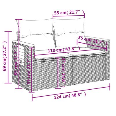 vidaXL Set mobilier grădină cu perne, 6 piese, gri, poliratan