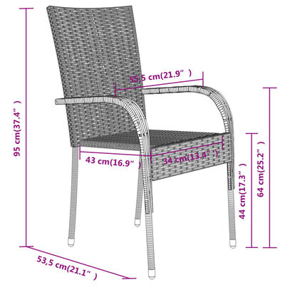 vidaXL Set mobilier de grădină,negru, 9 piese