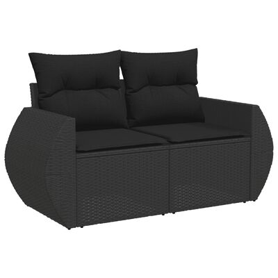 vidaXL Set canapele de grădină cu perne, 10 piese, negru, poliratan