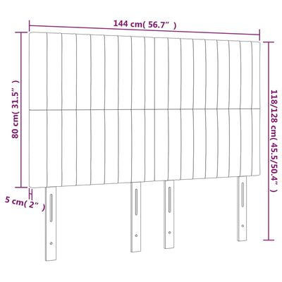 vidaXL Tăblie de pat cu LED, negru, 144x5x118/128 cm, catifea