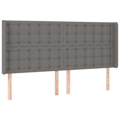 vidaXL Tăblie de pat cu LED, gri închis, 183x16x118/128 cm, textil