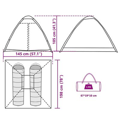 vidaXL Cort de camping cupolă pentru 2 persoane, camuflaj, impermeabil