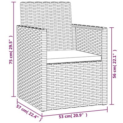 vidaXL Set mobilier de exterior cu perne, 3 piese, gri, poliratan