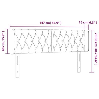 vidaXL Tăblie de pat cu LED, maro închis, 147x16x78/88 cm, textil