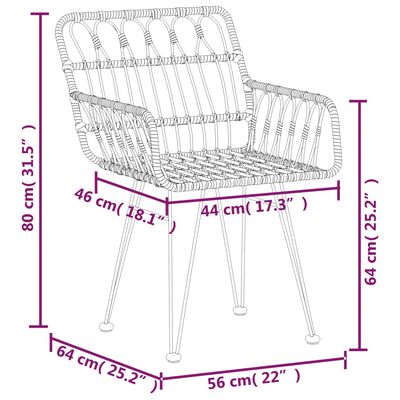 vidaXL Set mobilier de grădină, 7 piese, negru, poliratan