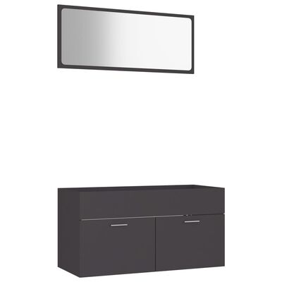 vidaXL Set mobilier de baie, 2 piese, gri, PAL