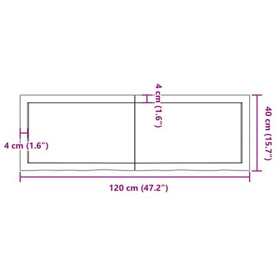 vidaXL Blat de masă maro 120x40x(2-4) cm, lemn masiv stejar tratat