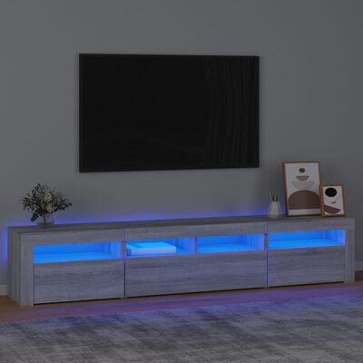 vidaXL Comodă TV cu lumini LED, gri sonoma, 210x35x40 cm