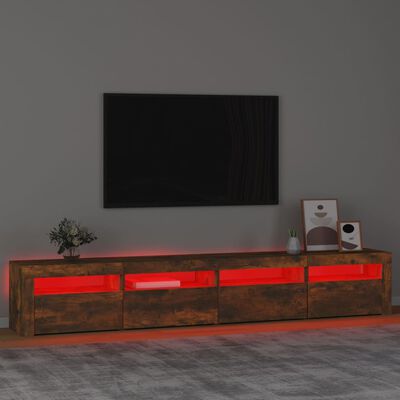 vidaXL Comodă TV cu lumini LED, stejar fumuriu, 240x35x40cm