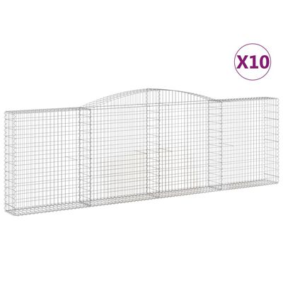 vidaXL Coșuri gabion arcuite 10 buc. 400x30x120/140 cm fier galvanizat