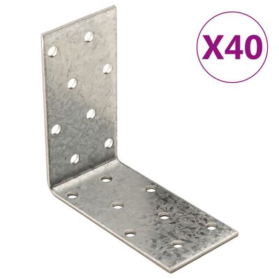 vidaXL Suporturi unghiulare 40 buc. 2 mm 80x40x80 mm oțel galvanizat