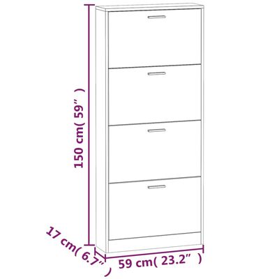 vidaXL Pantofar, gri sonoma, 59x17x150 cm, lemn prelucrat