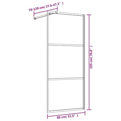 vidaXL Paravan duș walk-in, auriu, 80x195 cm, sticlă ESG transparentă