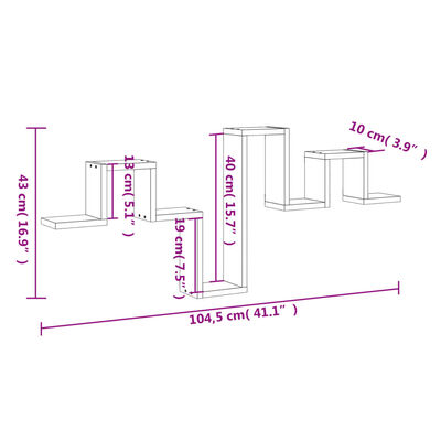 vidaXL Raft de perete, stejar fumuriu, 104,5x10x43 cm, lemn prelucrat