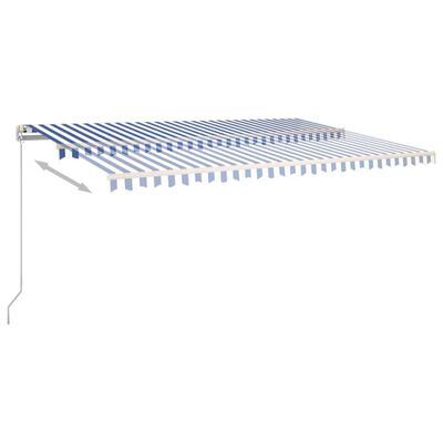 vidaXL Copertină retractabilă manual, albastru și alb, 500x350 cm