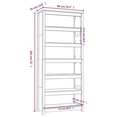 vidaXL Bibliotecă, gri, 80x35x183 cm, lemn masiv de pin