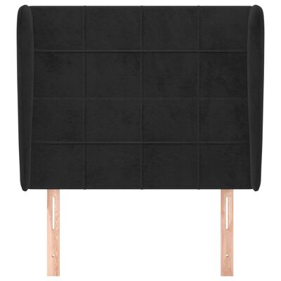 vidaXL Tăblie de pat cu aripioare, negru, 103x23x118/128 cm, catifea