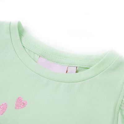 Tricou pentru copii cu mâneci cu volane, verde deschis, 116