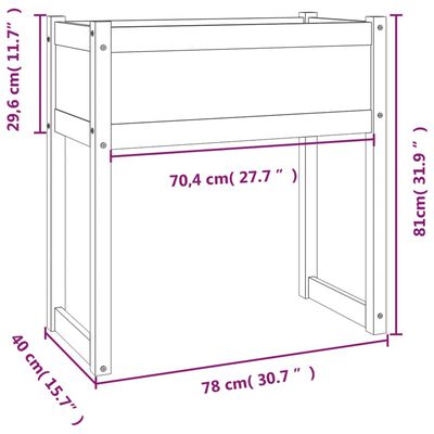 vidaXL Jardinieră, alb, 78x40x81 cm, lemn masiv de pin