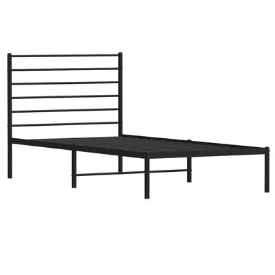 vidaXL Cadru de pat din metal cu tăblie, negru, 100x200 cm