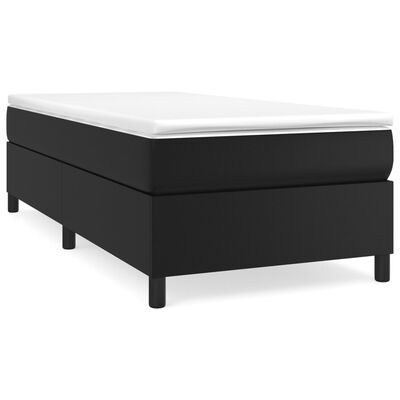 vidaXL Pat box spring cu saltea, negru, 90x190 cm, piele ecologică