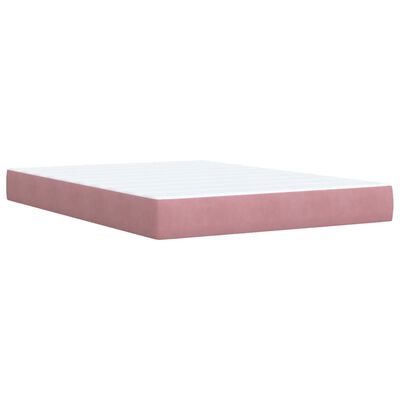 vidaXL Pat box spring cu saltea, roz închis, 140x200 cm, catifea