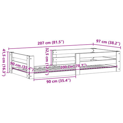 vidaXL Cadru de pat fără saltea, alb, 90x200 cm, lemn masiv pin