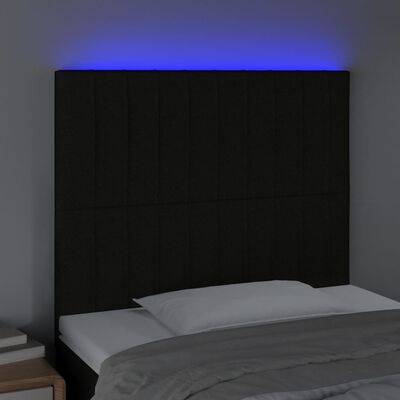 vidaXL Tăblie de pat cu LED, negru, 100x5x118/128 cm, textil