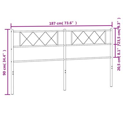 vidaXL Tăblie de pat metalică, negru, 180 cm