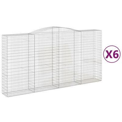 vidaXL Coșuri gabion arcuite, 6 buc 400x50x200/220 cm, fier galvanizat