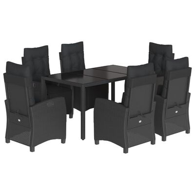 vidaXL Set mobilier de grădină cu perne, 7 piese, negru, poliratan