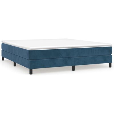 vidaXL Pat box spring cu saltea, albastru închis, 160x200 cm, catifea