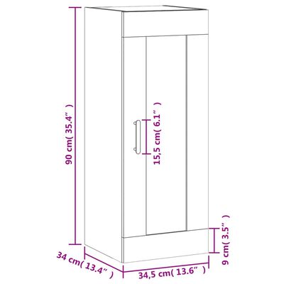 vidaXL Dulap de perete, gri sonoma, 34,5x34x90 cm, lemn prelucrat