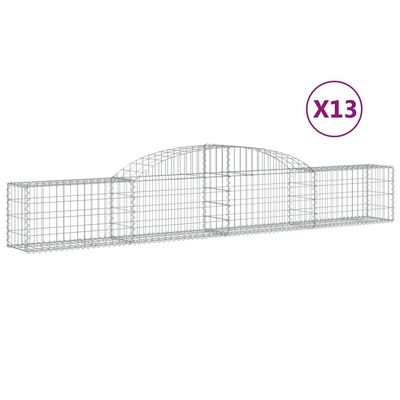 vidaXL Coșuri gabion arcuite, 13 buc., 300x30x40/60cm, fier galvanizat